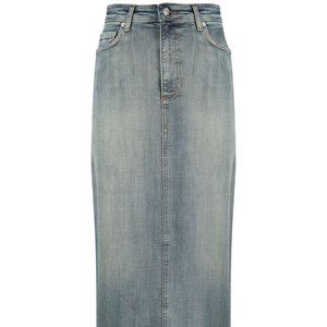 This skirt from GANNI , mid-wash denim with a faded effect.,size 36.